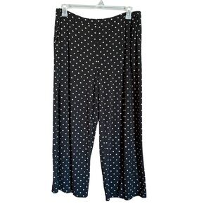 J. Jill Black Ditzy Floral Full Leg Cropped Pull On Pants Women's Size Large